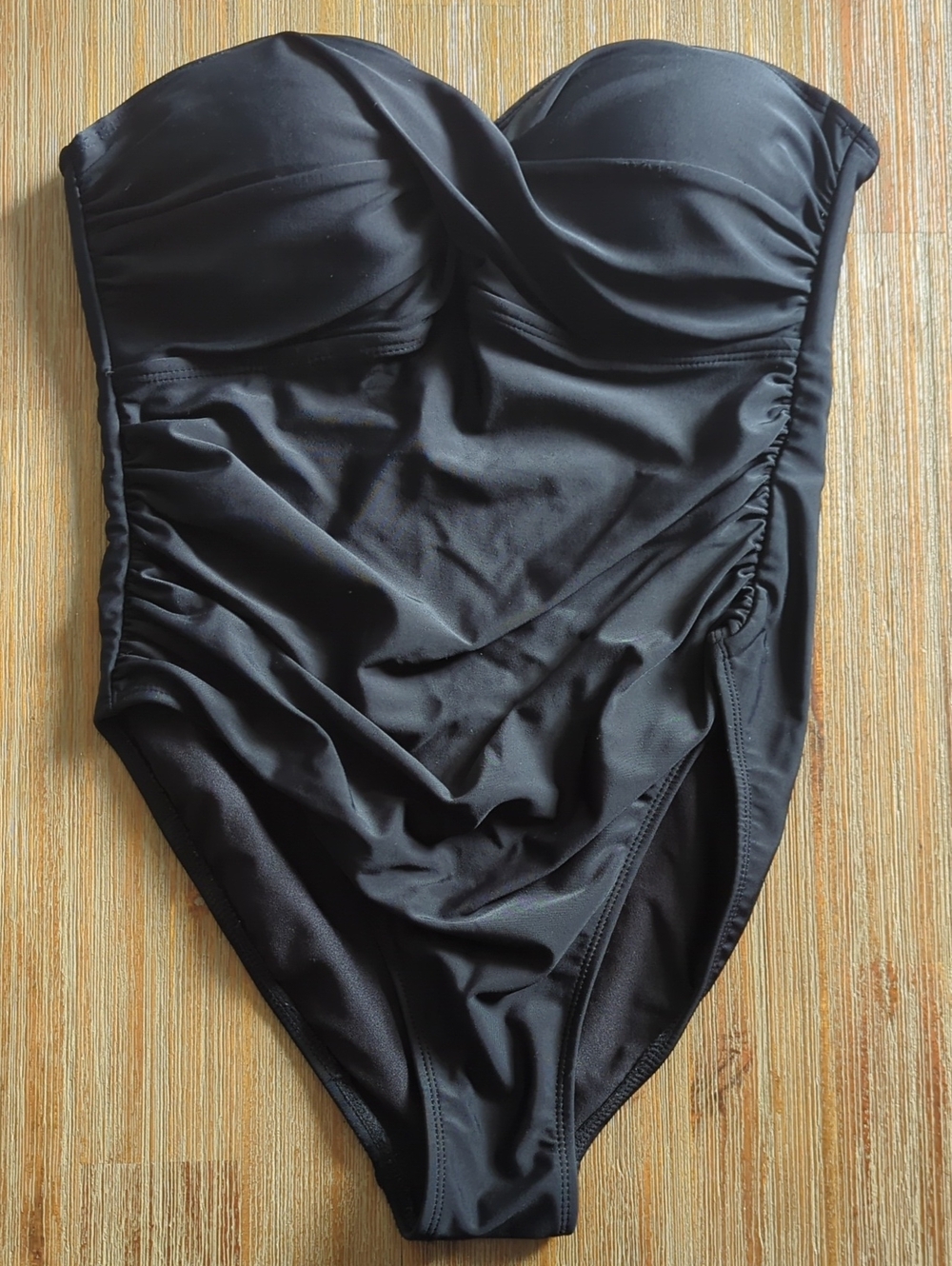 George Black Ruched Strapless One-Piece Swimsuit